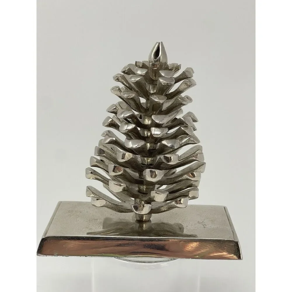 Pine Cone Stocking Holder Hanger Hook Christmas Holiday Chrome Silver Heavy